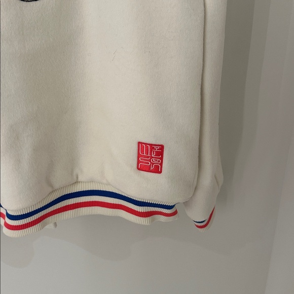 Wilson Varsity Jacket Cream Blue Red White USA Made Mens Size Medium - Picture 7 of 10